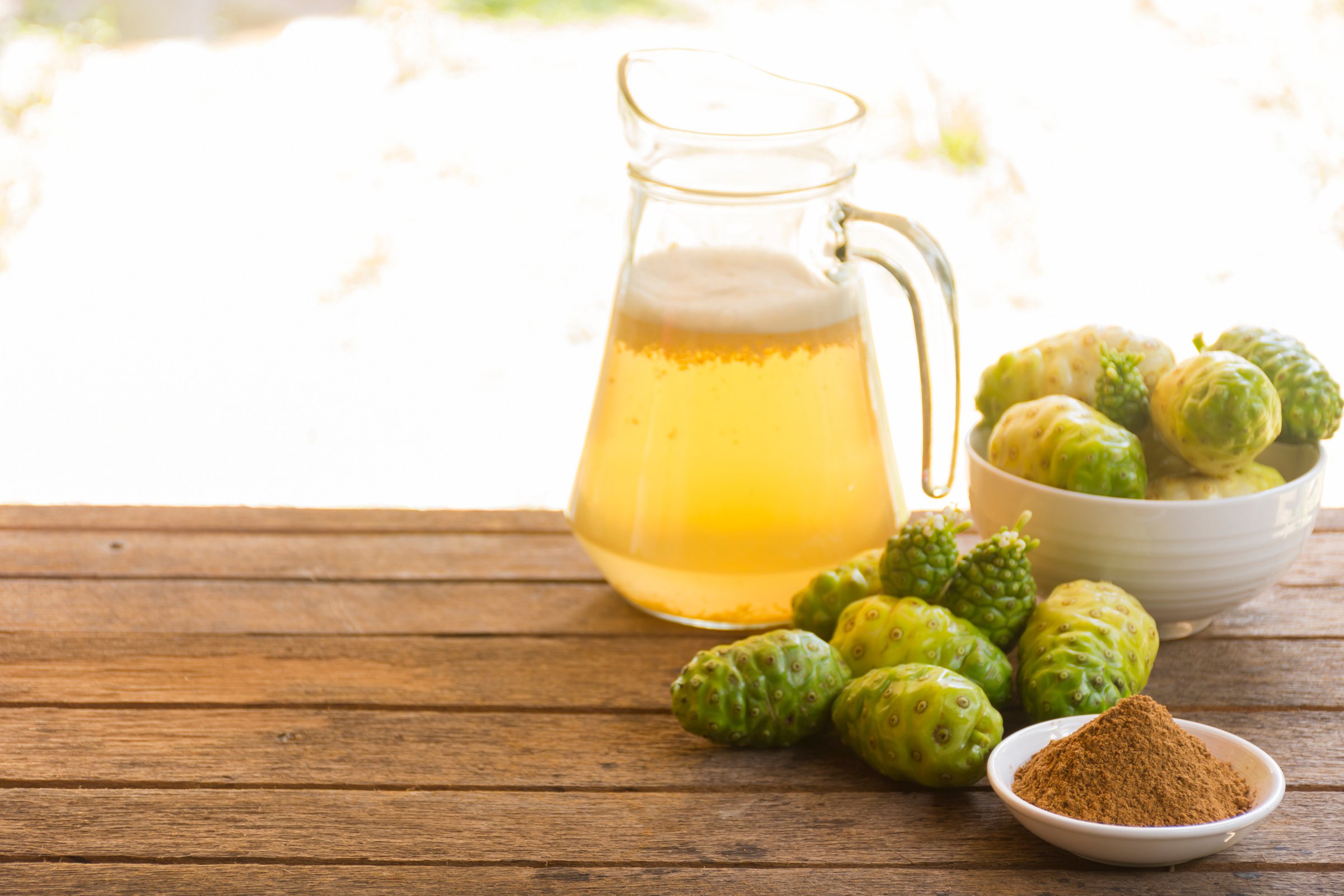 Noni fruit  and noni juice with noni powder